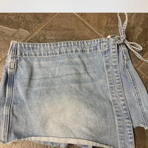 Princess Polly Denim Wrap Mini Skirt
